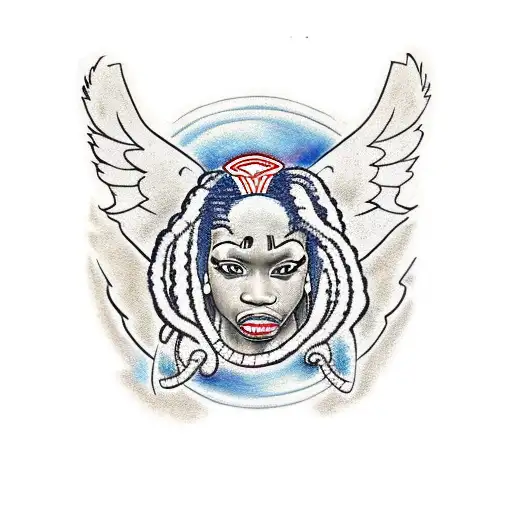 A African American Angel With Longs Dreadlocs