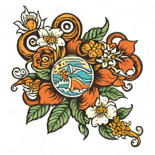 Beach And Flowers Growing