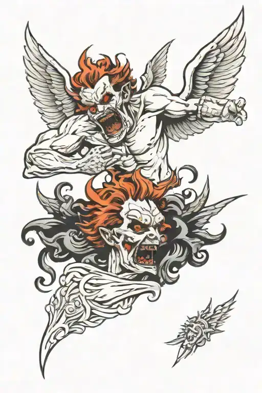 A Demon And An Angel Fight In A Man's Head