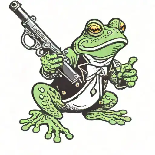 Cartoon Frog With A Gun