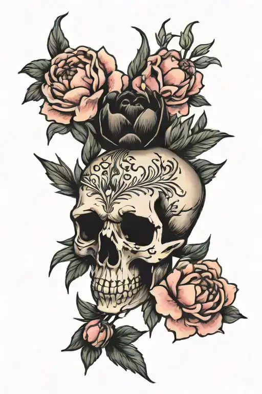 Skull Peonies And Crystals