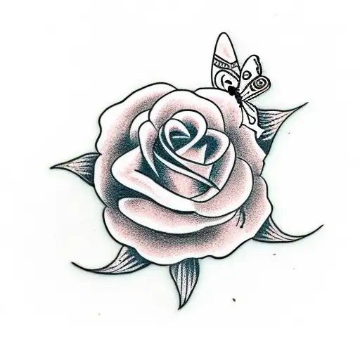 Dagger And Roses And Butterfly