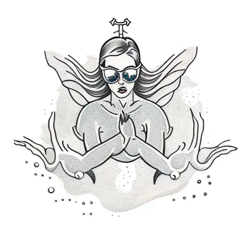 Woman Submerged In Water Hands Holding