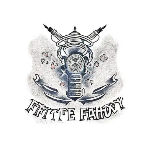 A Traditional Tattoo Of A Fire Truck Surrounded By Animal Paw Prints