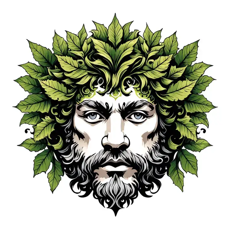 Green Man Foliage Face