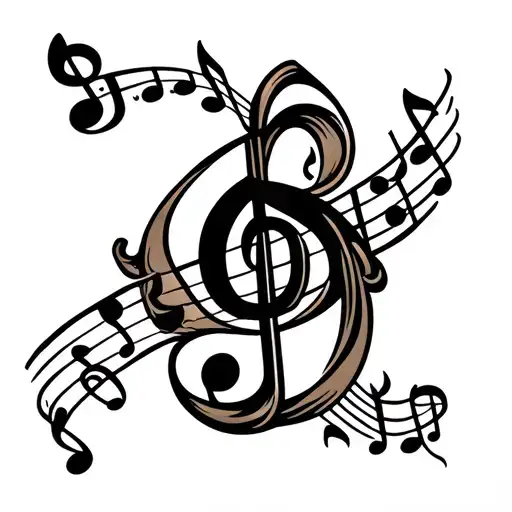 Old Timey Music Note Intertwined