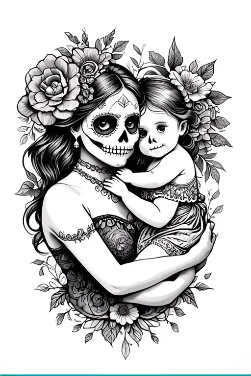 Day Of The Dead Woman Holding A Baby Girl