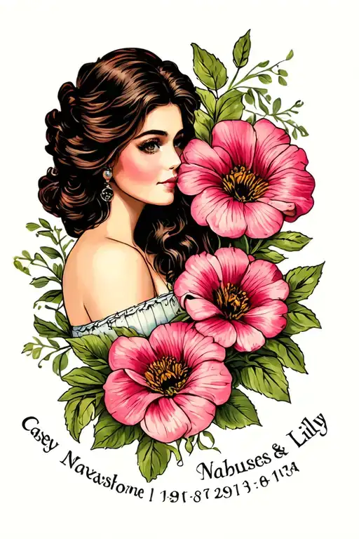 Casey And Lilly Names Written With Date Of Birth