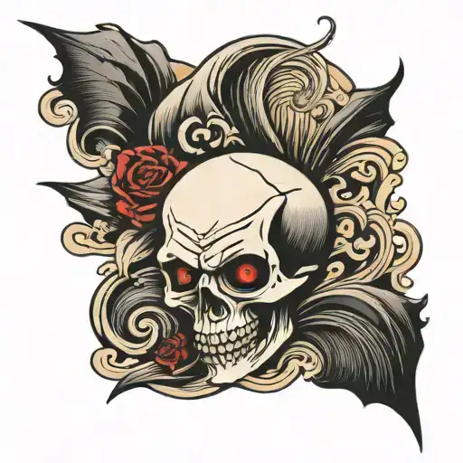 Vampire Skull With Waves Crashing In The Background