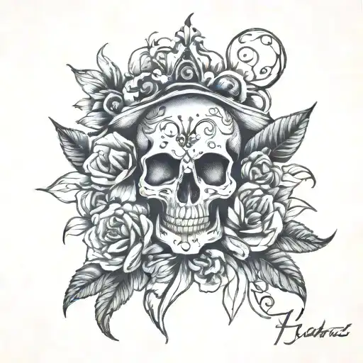 Sketch Of A Tattoo In Memory Of My Grandmother With The Date Of Death