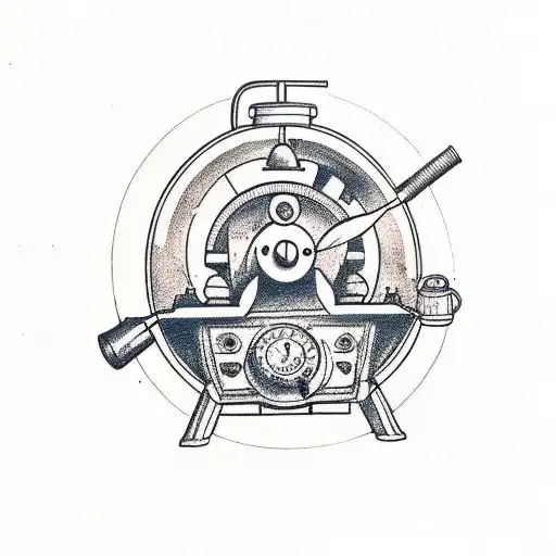 A Vintage Coffee Grinder Surrounded By Intricate Architectural Sketches