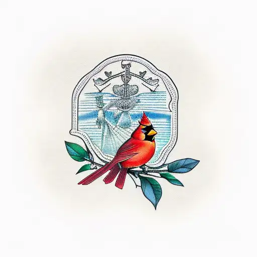 A Traditional-style Cardinal Perched On A Vinyl Record