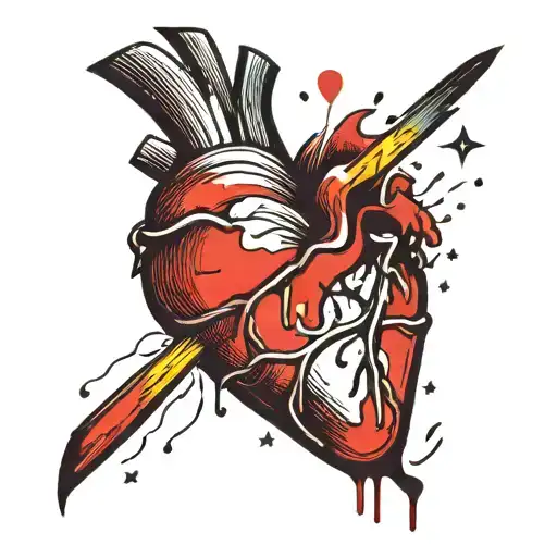 Broken Heart With Blood Coming Out Of It
