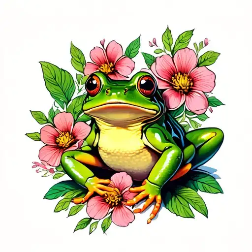 Frog And Flowers