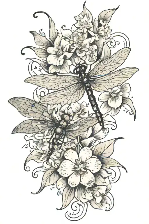 Dragonfly And Orchid Intertwined