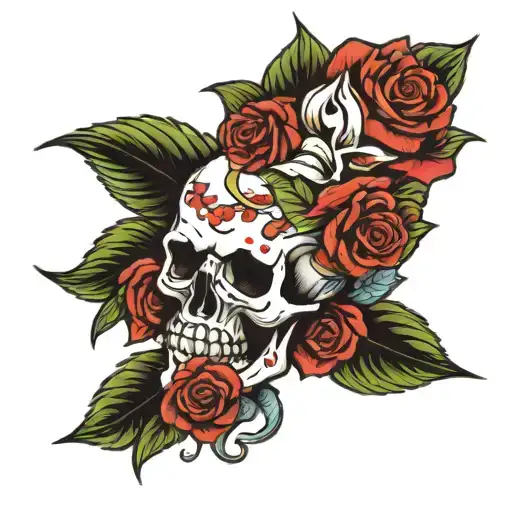 Skull With Roses Inside Eyes