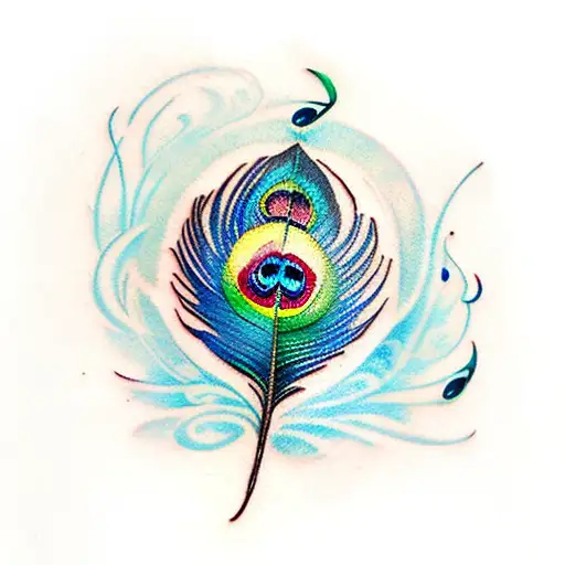 Peacock Feather With Color And Music