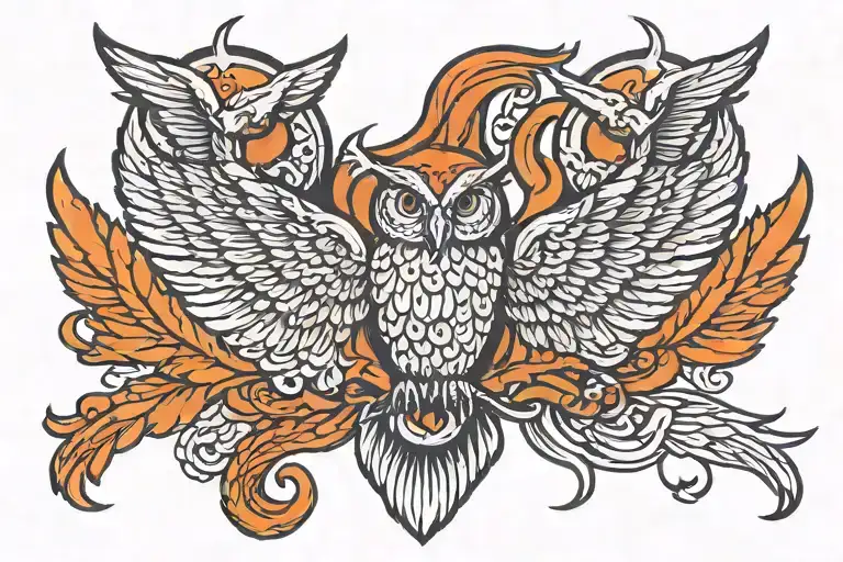 Night Owl With Phoenix Wings Logo