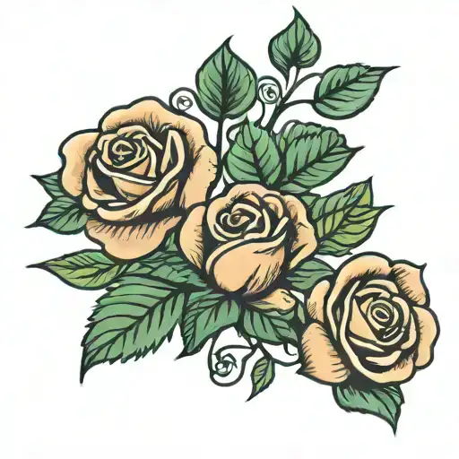 Three Roses With Floating Little Four-leaf Clovers