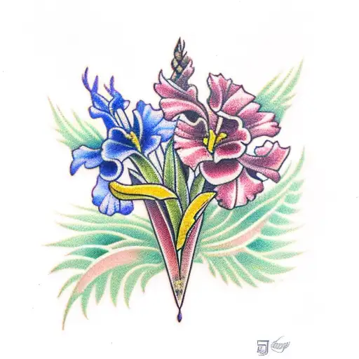 Gladiolus Flower Hawthorn Flower And Dandelion