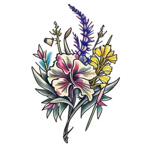 Gladiolus Flower Hawthorn Flower And Dandelion