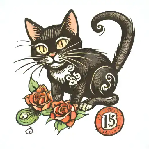 Black Cat On Lucky 13