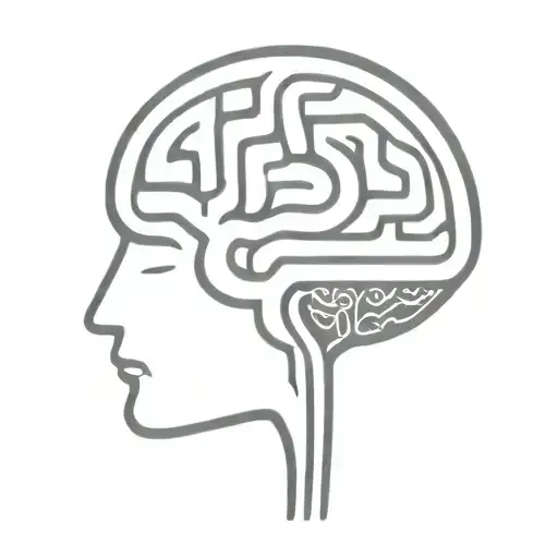 A Simple Minimalist Line Drawing Of A Brain As An Elaborate Maze With Offshoots