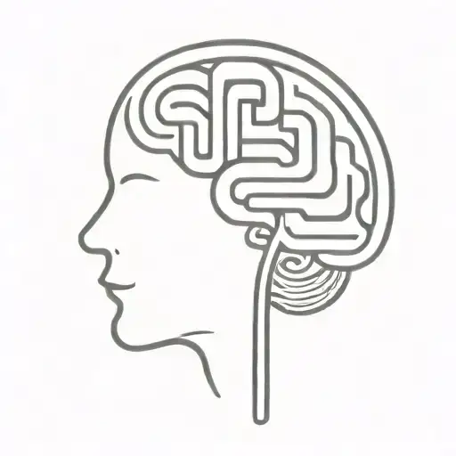 A Simple Minimalist Line Drawing Of A Brain As An Elaborate Maze With Offshoots