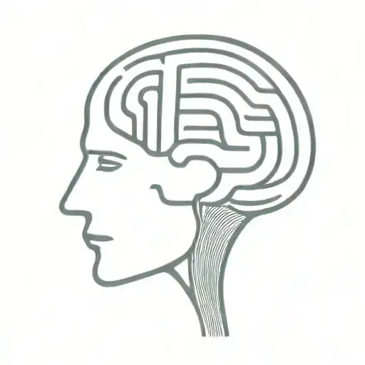 A Simple Minimalist Line Drawing Of A Brain As An Elaborate Maze With Offshoots