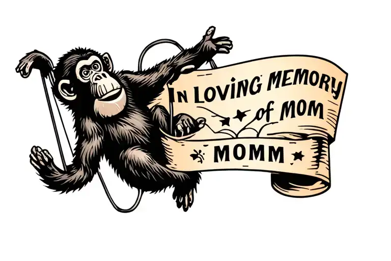 In Loving Memory Of Mom Tattoo With A Monkey Swinging
