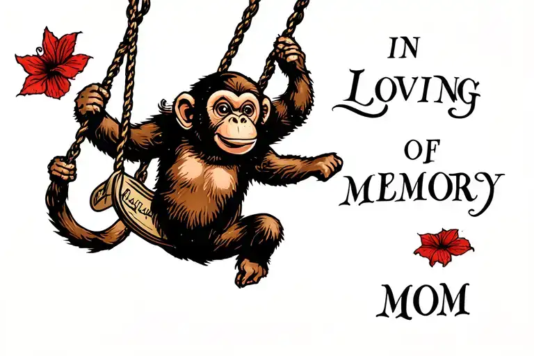 In Loving Memory Of Mom Tattoo With A Monkey Swinging