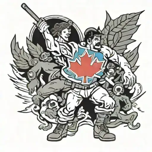 Graphic Of A Riot Against The Government Of Canada In The Style Of Comic Book Art