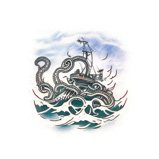A Kraken Sinking A Ship