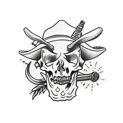 Straw Hat On Cow Skull