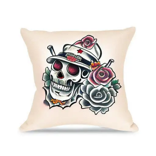 Straw Hat On Dia De Los Muertos Skull