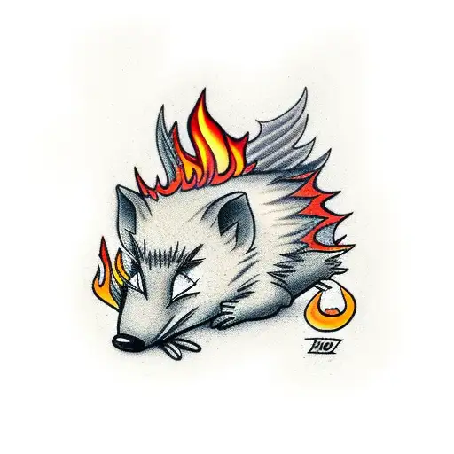 Hedehog Sleeping On Fire