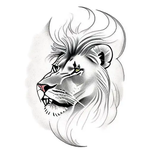 A Realistic Tattoo Of A Majestic Lion Wearing A Pilates Headband