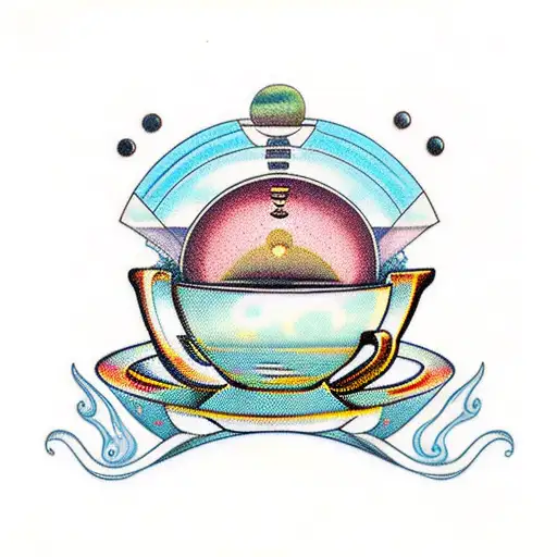 Coffee Cup Shaped Like A Spaceship With Planets Floating Inside