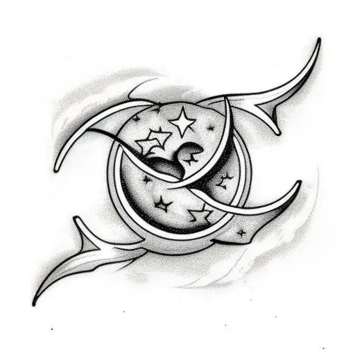 Crescent Moon On Knee Black And White For Men