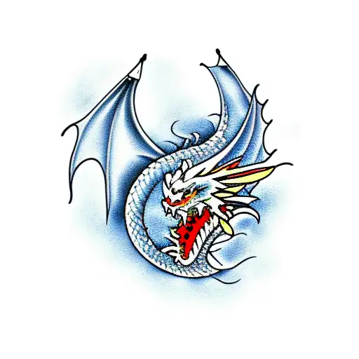 Dragon With Cloud With China Lion