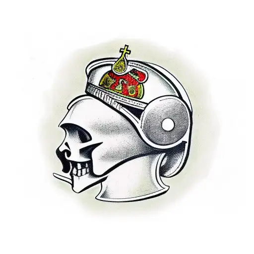 Military Helmet Adorned With Religious Symbols