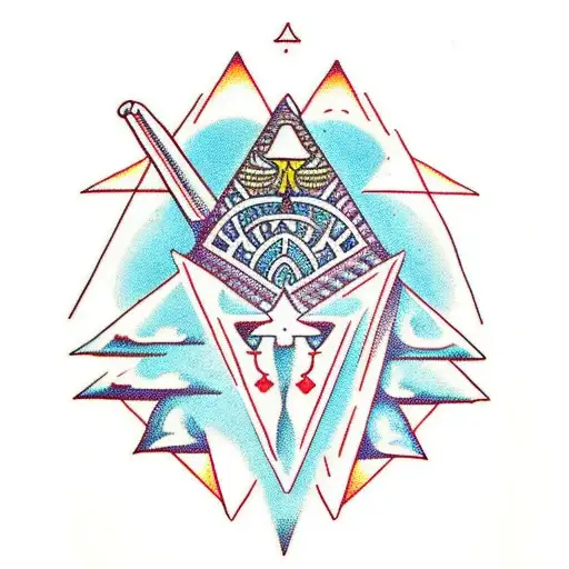 Pyramid Within A Hamsa Symbol