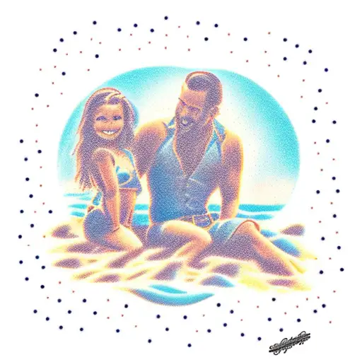 Father Daughter Sillouette On Beach In Sunset