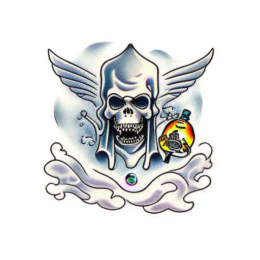 Full Body Grim Reaper Blowing Bubbles