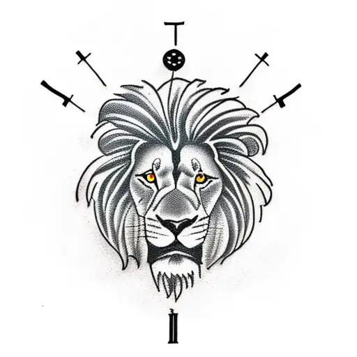Lion With Cross And Clock