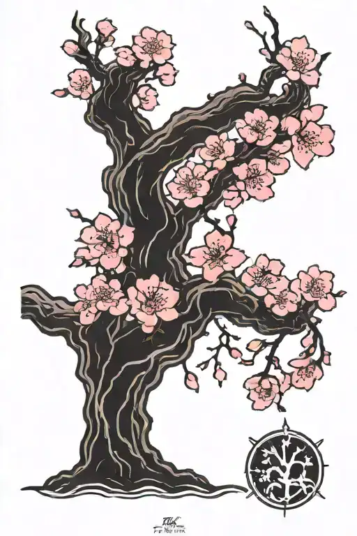 Cherry Blossom Tree Pink And Black