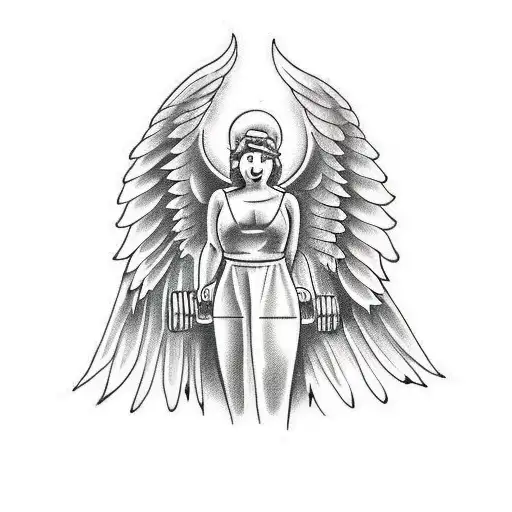 Dumbbell With Angel Wings And A Quote About Faith