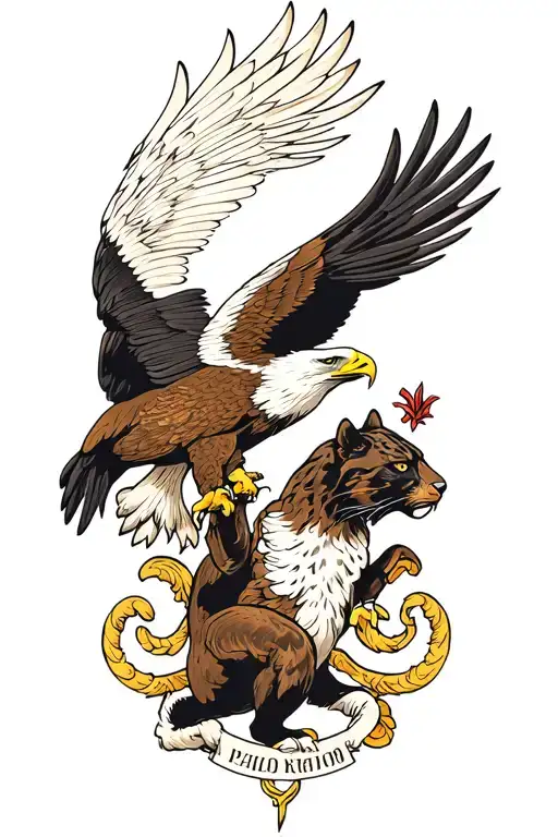 A Traditional Eagle Fighting A Crawling Panther