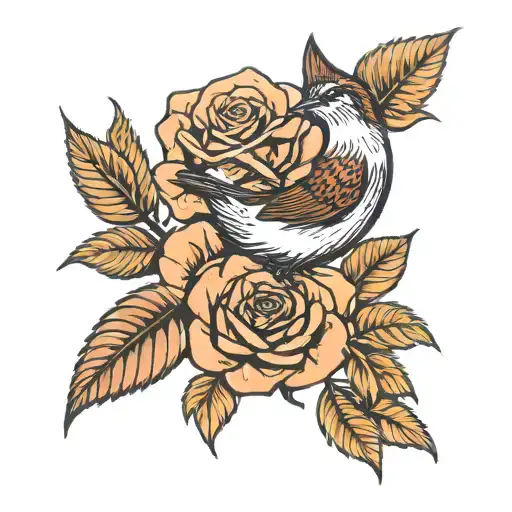 Wren Bird Rose