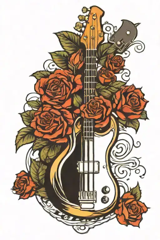 Bass Guitar With Roses